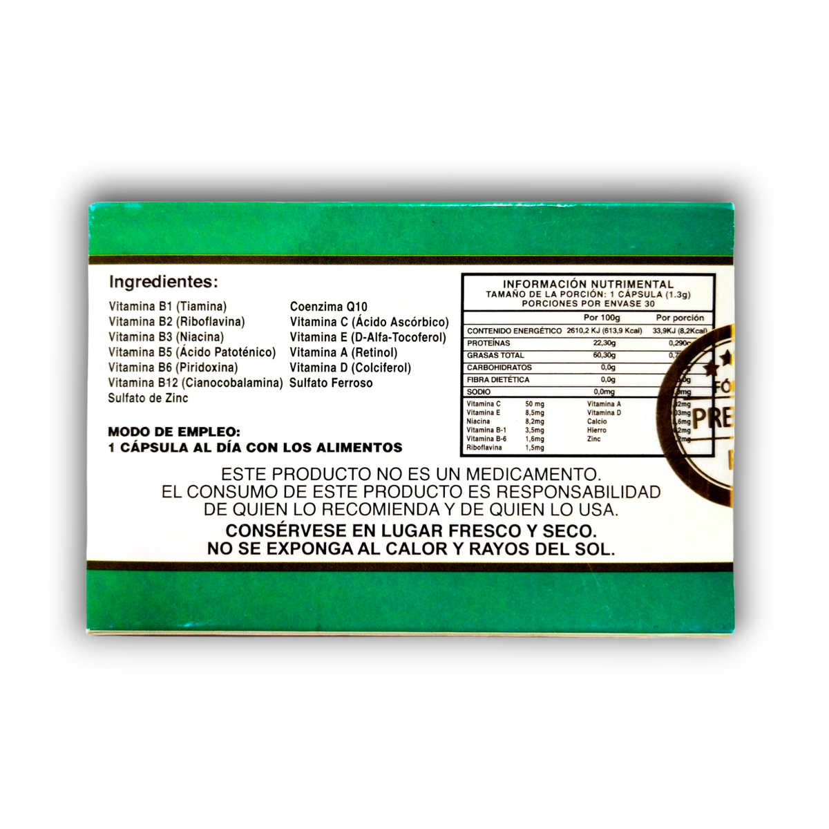Ingredientes e información nutrimental Alexjenny Complejo B