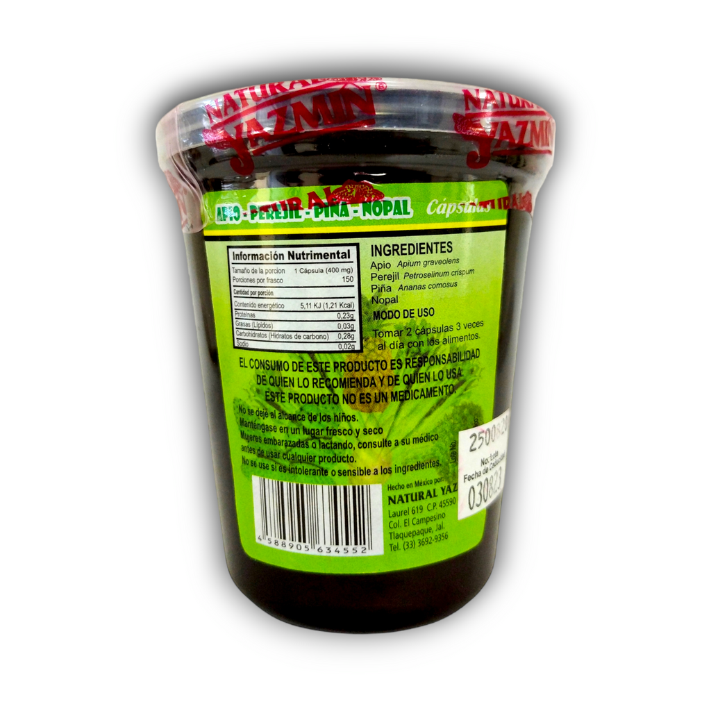 Apio Perejil Piña Nopal Natural Yazmín ingredientes y modo de uso