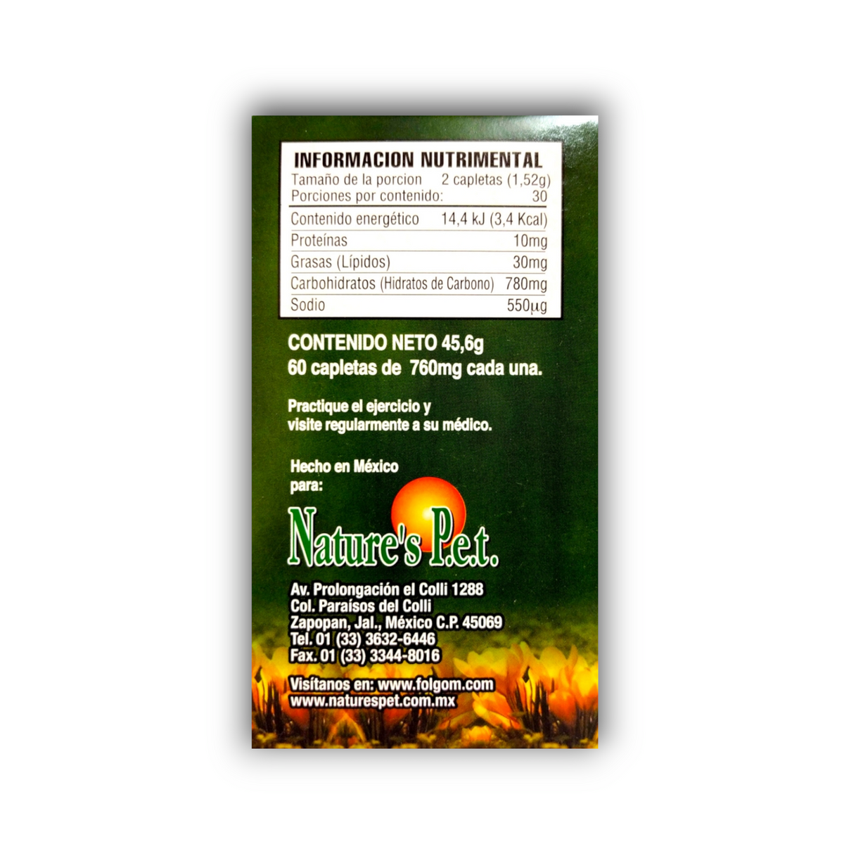 Bonaprost información nutrimental