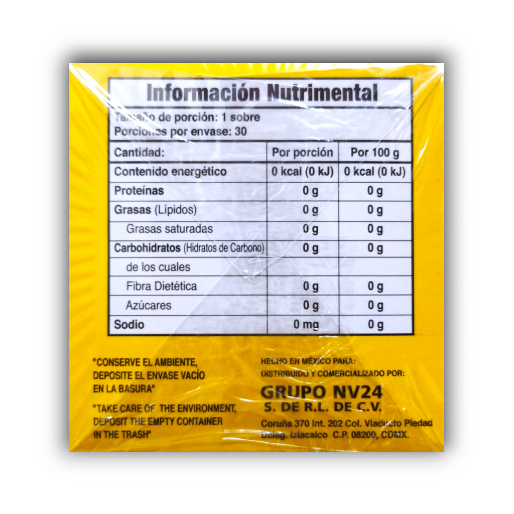 Chupa Panza Tea información nutrimental