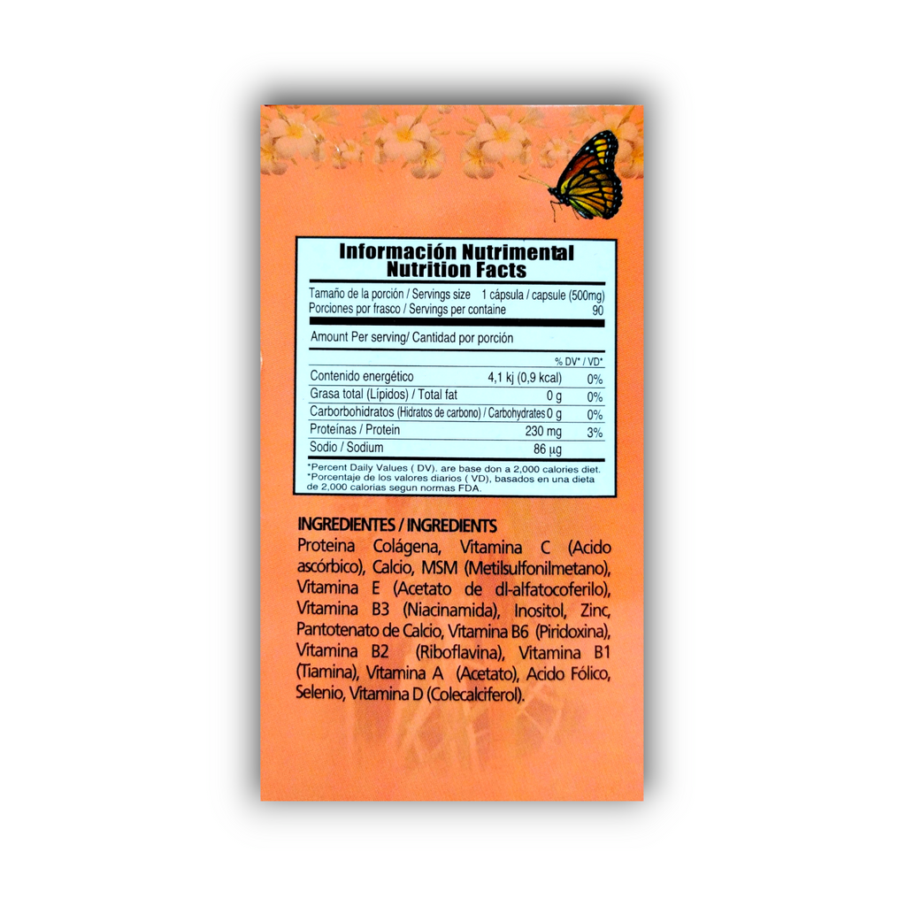 Colágeno Hidrolizado Natural Yazmín ingredientes e información nutrimental