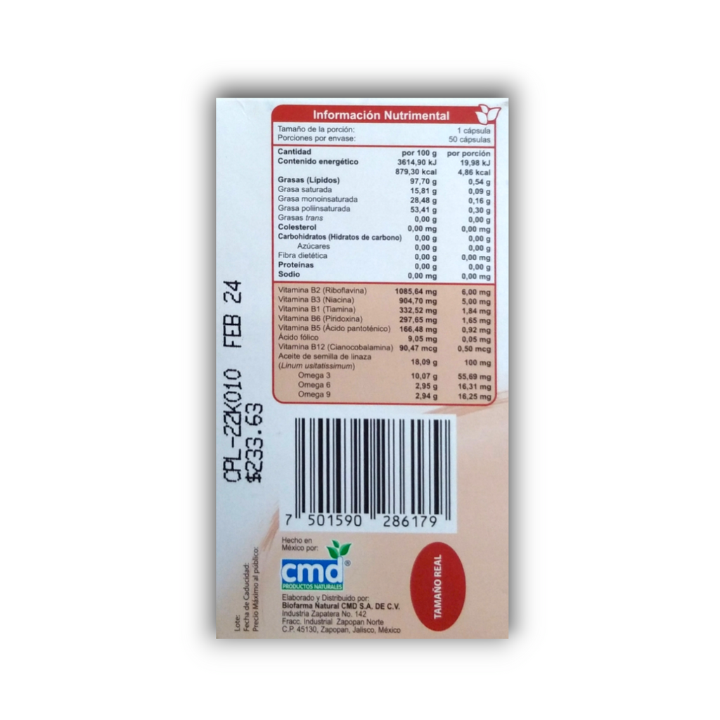 Coplefor B CMD información nutrimental