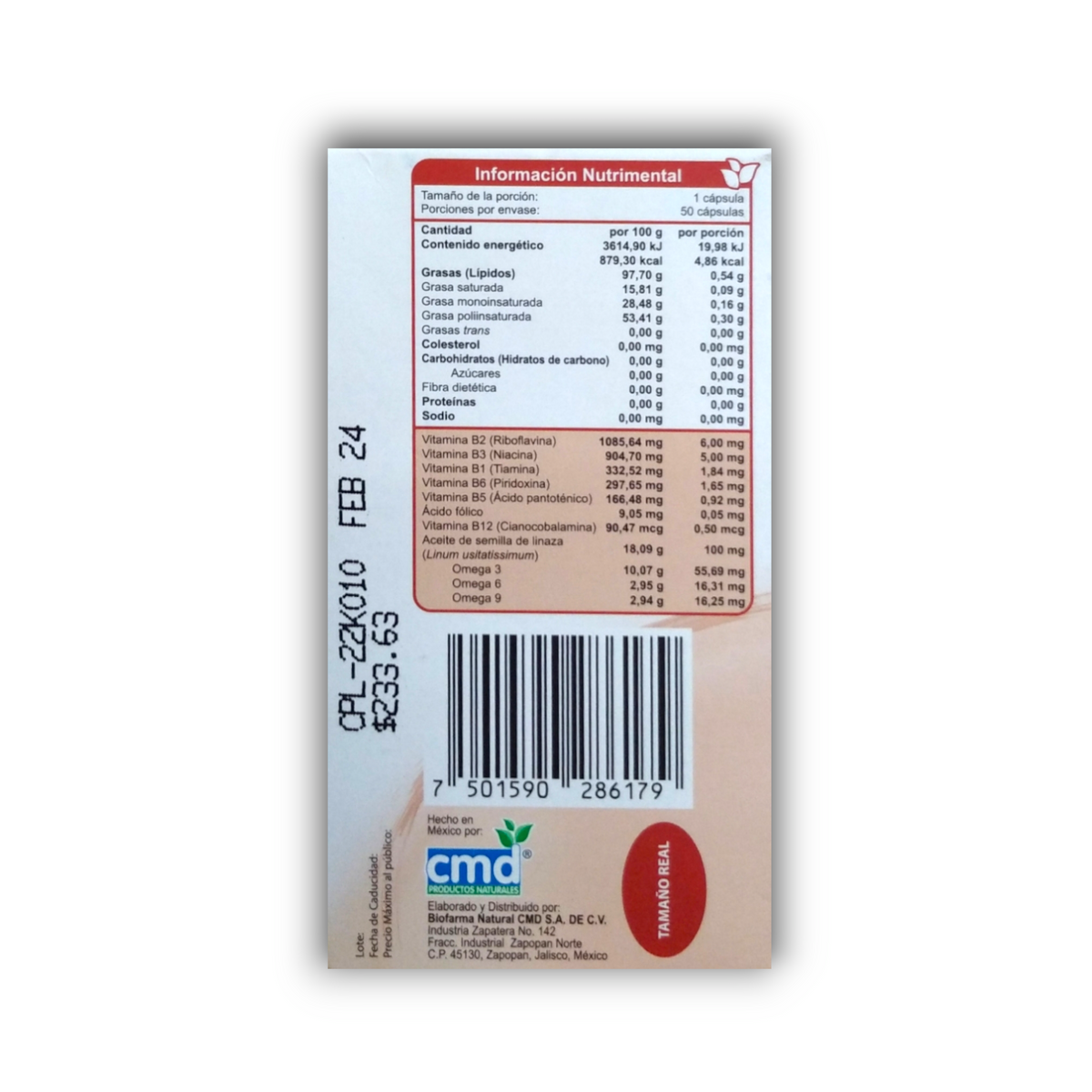 Coplefor B CMD información nutrimental