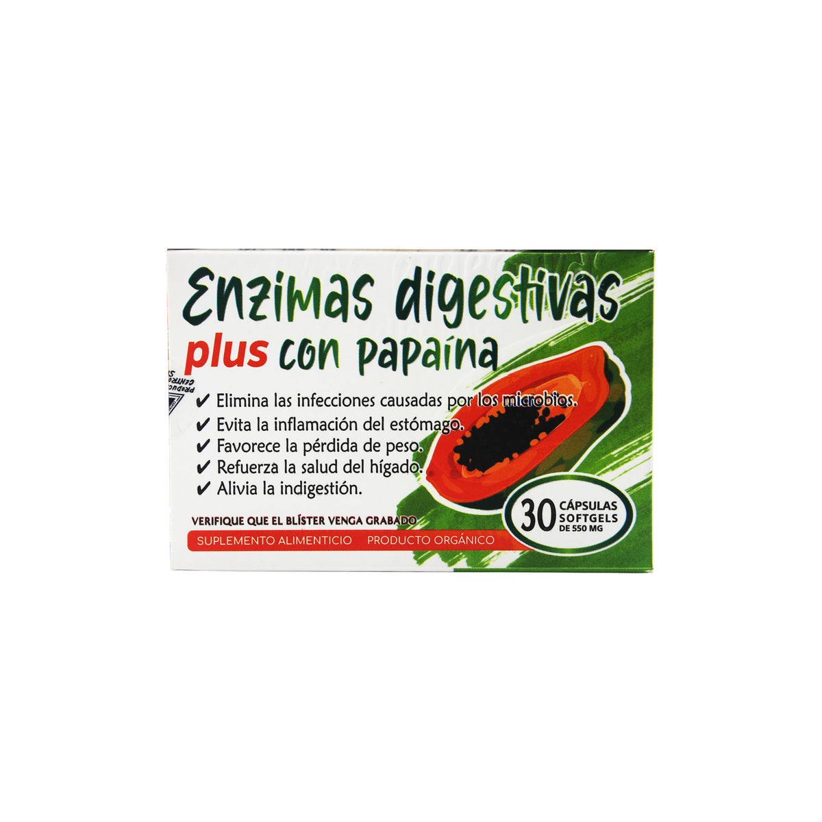 Enzimas Digestivas Plus con papaína Sioux - frente
