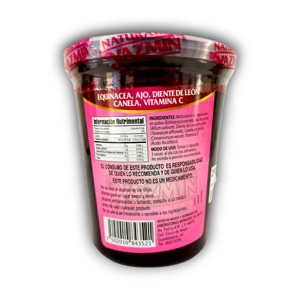 Natural Yazmín ingredientes y modo de uso de Equinácea Ajo Diente de León Canela Vitamina C