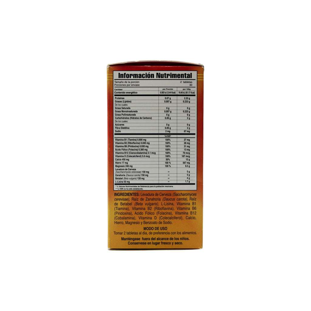Iron and Vitamins GN+Vida - información nutrimental