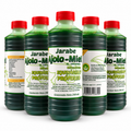 Cinco frascos de Jarabe Ajolo-Miel con equinácea y propóleo, 240 ml por frasco, en fondo blanco