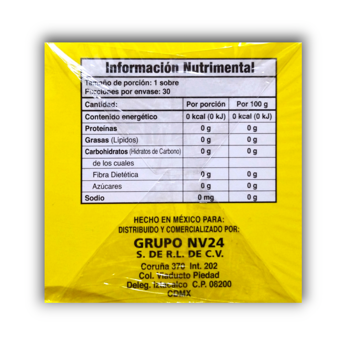 Piñalim Tea información nutrimental