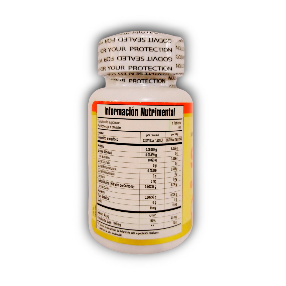 Información nutrimental Godvit Selenio