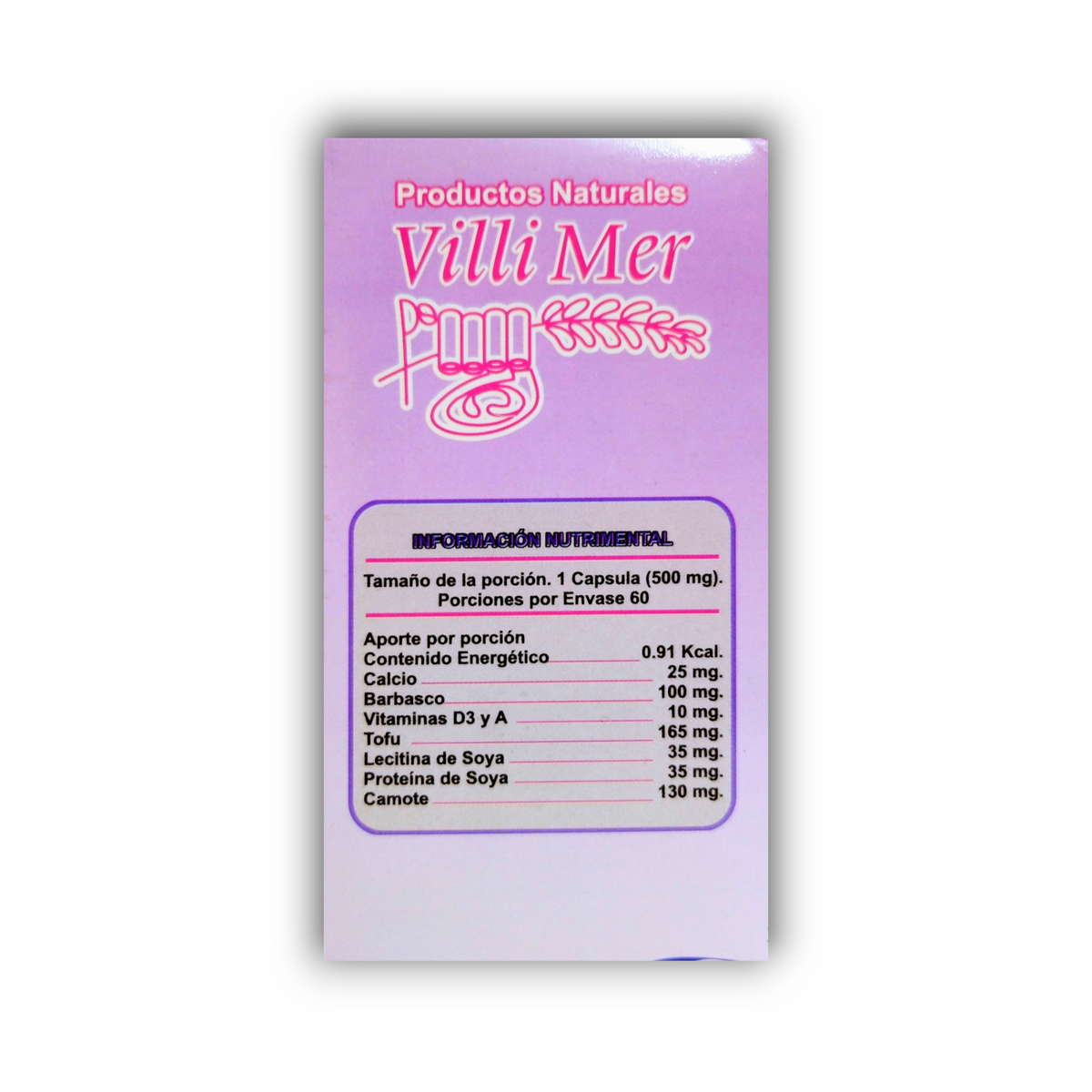 Información nutrimental TOFU Life Villi Mer