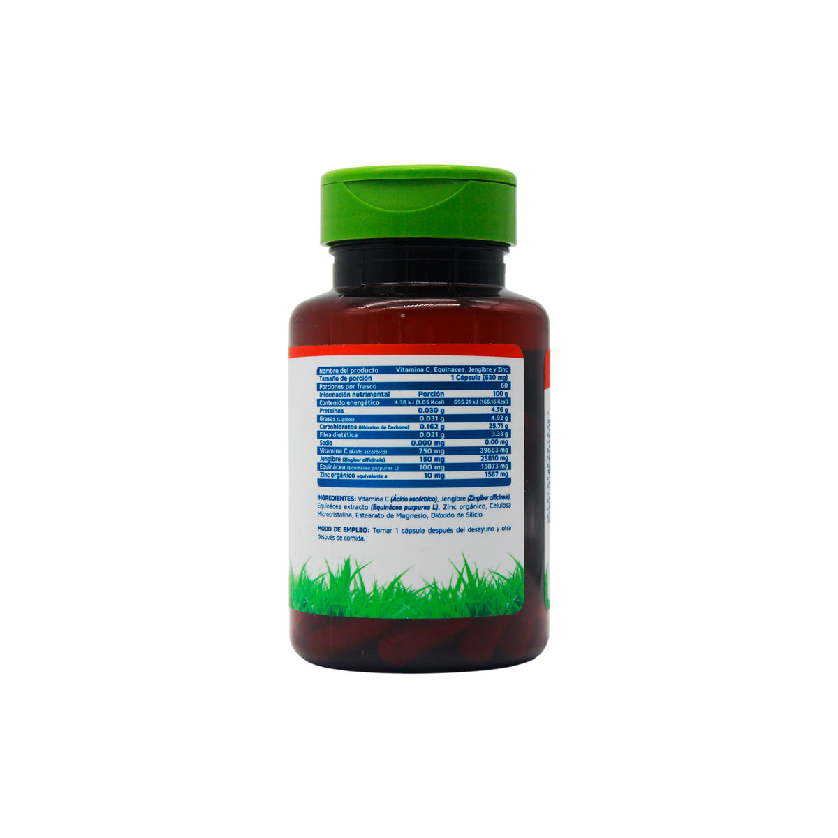 Vitamina C, Equinácea, Jengibre y Zinc Vidanat - reverso